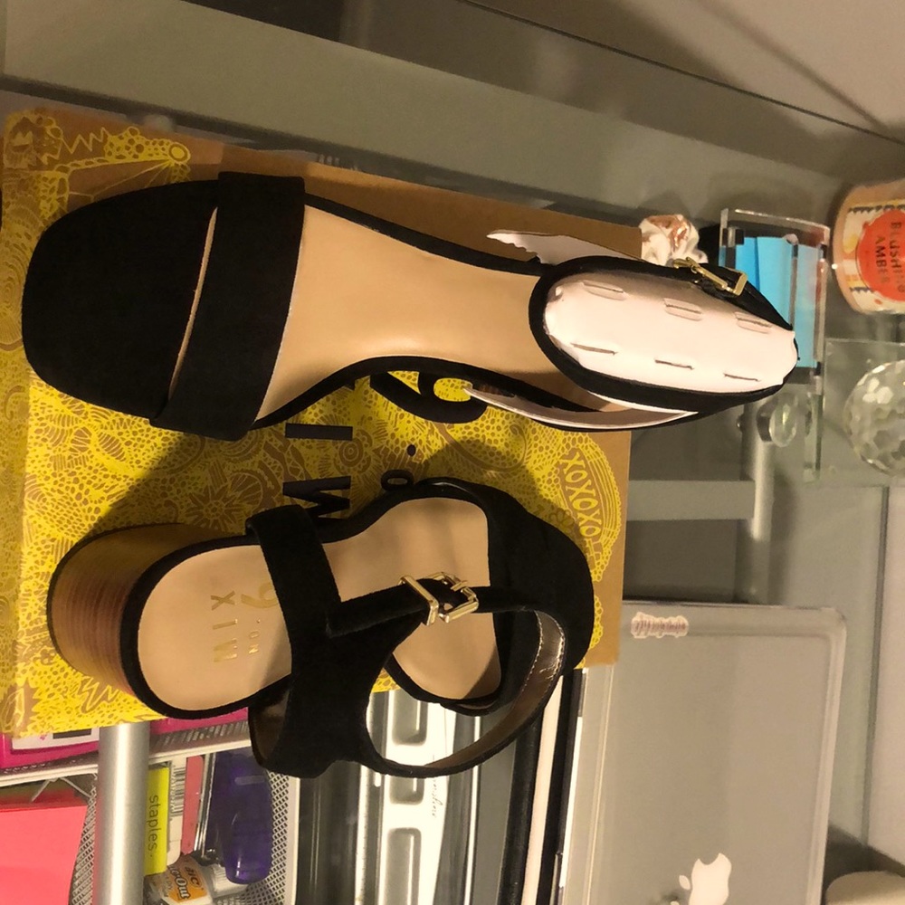Mix No.6 Black Microsuede Sandals
